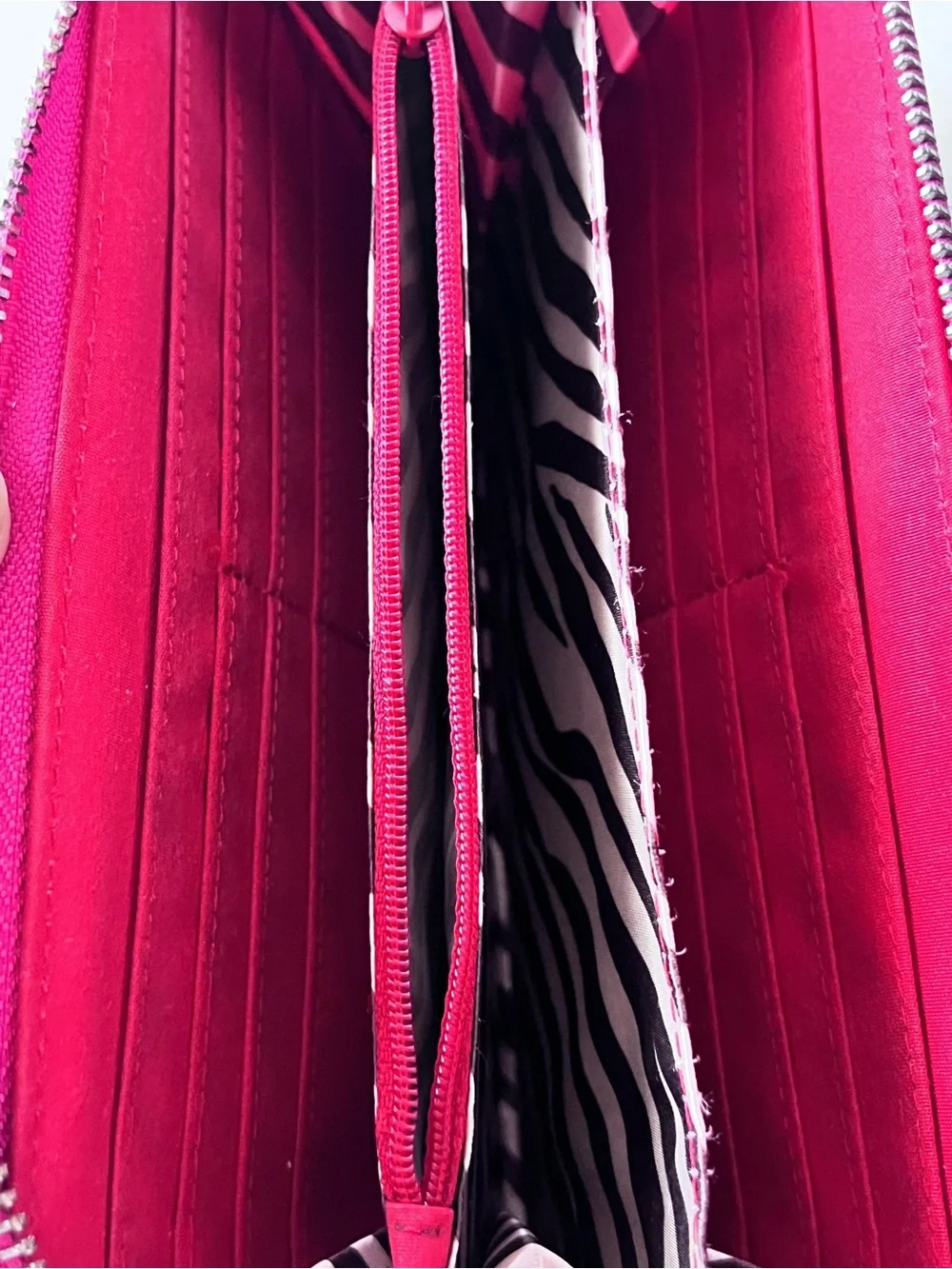 Dana Buchman Colorblock Zip-Around Wallet Pink Red Pocketbook Compartments EUC